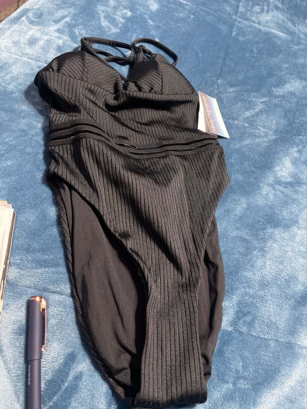 Isabella Rose Queensland Ribbed One Piece Swimsuit, Black